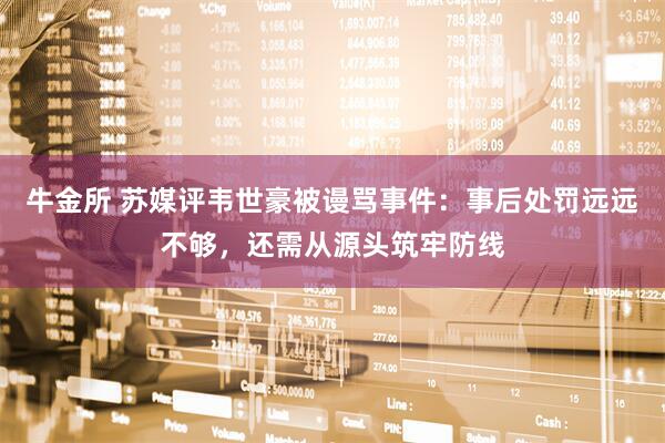 牛金所 苏媒评韦世豪被谩骂事件：事后处罚远远不够，还需从源头筑牢防线