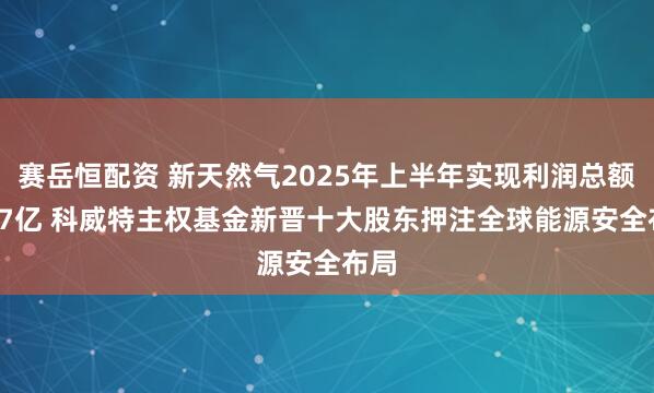 赛岳恒配资 新天然气2025年上半年实现利润总额8.87亿 科威特主权基金新晋十大股东押注全球能源安全布局