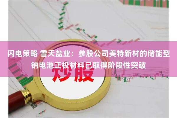 闪电策略 雪天盐业：参股公司美特新材的储能型钠电池正极材料已取得阶段性突破