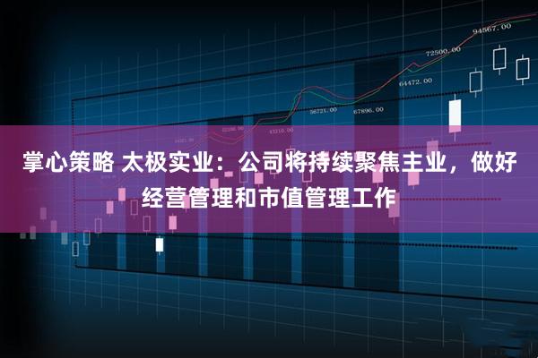 掌心策略 太极实业：公司将持续聚焦主业，做好经营管理和市值管理工作